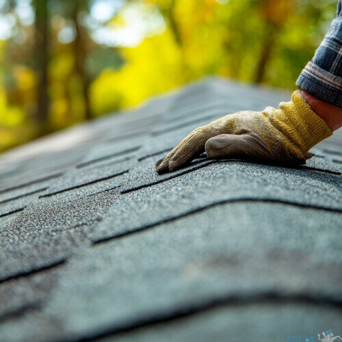 Eclat Roofing craftsman carefully working on a sloped residential roof