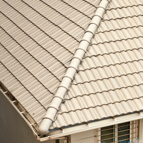 overhead view of imitation roof tiles