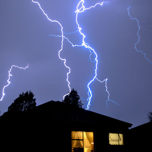 Lightning Strikes a Rooftop