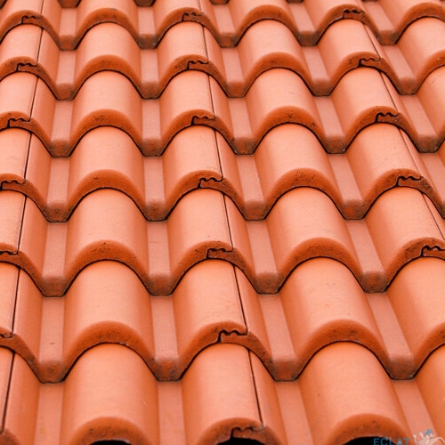 close-up of clay tile roofing