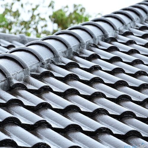 close-up of concrete roof tiles
