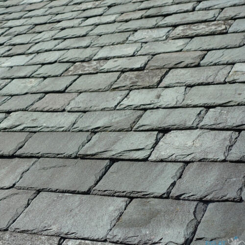 overhead view of slate tile roofing