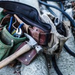 a picture of a roofer's tool belt